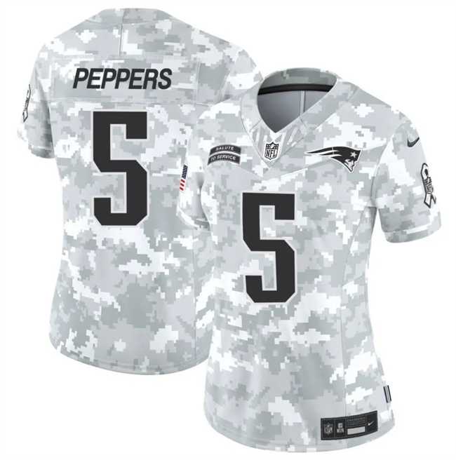 Womens New England Patriots #5 Jabrill Peppers 2024 F.U.S.E Arctic Camo Salute To Service Limited Stitched Jersey Dzhi